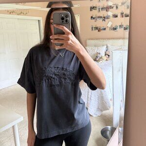 Bo+Tee Recharge Embroidered Black/Charcoal Casual Lounge T-shirt Small